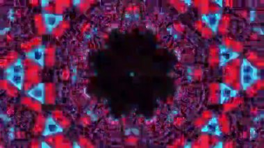 Psikedelik Kaleydoskop Patlaması simetrik kaleydoskop şekilleri patlıyor ve canlı renklerle beatendly döngülerde şekil değiştiriyor