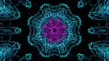 Psikedelik Kaleydoskop Patlaması simetrik kaleydoskop şekilleri patlıyor ve canlı renklerle beatendly döngülerde şekil değiştiriyor