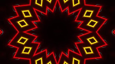 Psikedelik Kaleydoskop Patlaması simetrik kaleydoskop şekilleri patlıyor ve canlı renklerle beatendly döngülerde şekil değiştiriyor