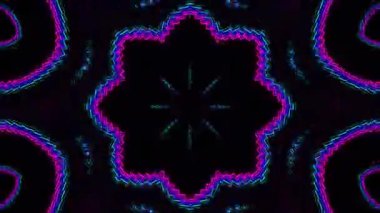 Psikedelik Kaleydoskop Patlaması simetrik kaleydoskop şekilleri patlıyor ve canlı renklerle beatendly döngülerde şekil değiştiriyor