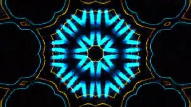 Psikedelik Kaleydoskop Patlaması simetrik kaleydoskop şekilleri patlıyor ve canlı renklerle beatendly döngülerde şekil değiştiriyor
