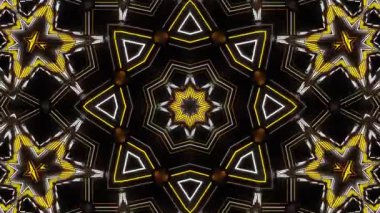 Psikedelik Kaleydoskop Patlaması simetrik kaleydoskop şekilleri patlıyor ve canlı renklerle beatendly döngülerde şekil değiştiriyor