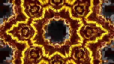 Psikedelik Kaleydoskop Patlaması simetrik kaleydoskop şekilleri patlıyor ve canlı renklerle beatendly döngülerde şekil değiştiriyor