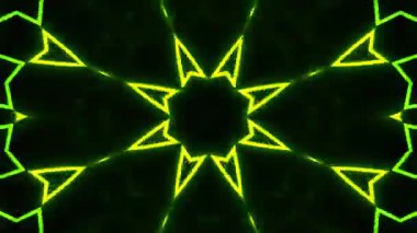 Psikedelik Kaleydoskop Patlaması simetrik kaleydoskop şekilleri patlıyor ve canlı renklerle beatendly döngülerde şekil değiştiriyor