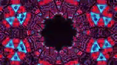 Psikedelik Kaleydoskop Patlaması simetrik kaleydoskop şekilleri patlıyor ve canlı renklerle beatendly döngülerde şekil değiştiriyor