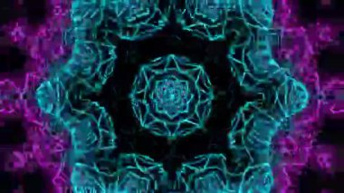 Psikedelik Kaleydoskop Patlaması simetrik kaleydoskop şekilleri patlıyor ve canlı renklerle beatendly döngülerde şekil değiştiriyor