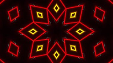 Psikedelik Kaleydoskop Patlaması simetrik kaleydoskop şekilleri patlıyor ve canlı renklerle beatendly döngülerde şekil değiştiriyor