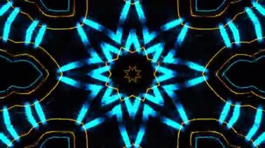 Psikedelik Kaleydoskop Patlaması simetrik kaleydoskop şekilleri patlıyor ve canlı renklerle beatendly döngülerde şekil değiştiriyor