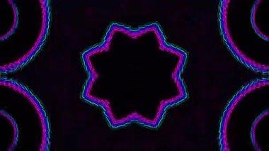 Psikedelik Kaleydoskop Patlaması simetrik kaleydoskop şekilleri patlıyor ve canlı renklerle beatendly döngülerde şekil değiştiriyor