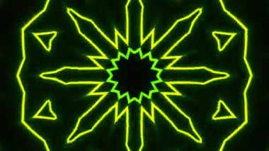 Psikedelik Kaleydoskop Patlaması simetrik kaleydoskop şekilleri patlıyor ve canlı renklerle beatendly döngülerde şekil değiştiriyor