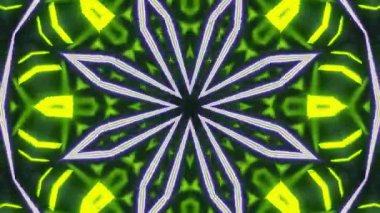 Psikedelik Kaleydoskop Patlaması simetrik kaleydoskop şekilleri patlıyor ve canlı renklerle beatendly döngülerde şekil değiştiriyor