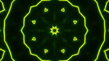 Psikedelik Kaleydoskop Patlaması simetrik kaleydoskop şekilleri patlıyor ve canlı renklerle beatendly döngülerde şekil değiştiriyor