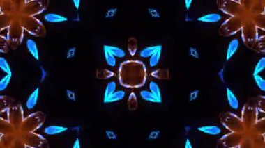 Psikedelik Kaleydoskop Patlaması simetrik kaleydoskop şekilleri patlıyor ve canlı renklerle beatendly döngülerde şekil değiştiriyor