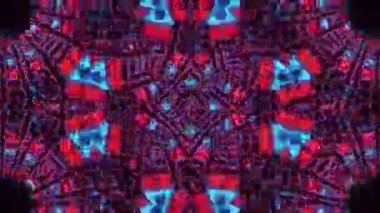 Psikedelik Kaleydoskop Patlaması simetrik kaleydoskop şekilleri patlıyor ve canlı renklerle beatendly döngülerde şekil değiştiriyor