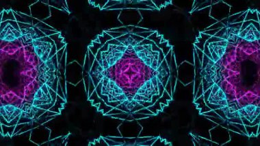 Psikedelik Kaleydoskop Patlaması simetrik kaleydoskop şekilleri patlıyor ve canlı renklerle beatendly döngülerde şekil değiştiriyor