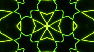Psikedelik Kaleydoskop Patlaması simetrik kaleydoskop şekilleri patlıyor ve canlı renklerle beatendly döngülerde şekil değiştiriyor