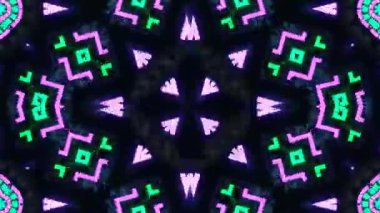 Psikedelik Kaleydoskop Patlaması simetrik kaleydoskop şekilleri patlıyor ve canlı renklerle beatendly döngülerde şekil değiştiriyor