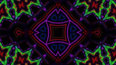 Psikedelik Kaleydoskop Patlaması simetrik kaleydoskop şekilleri patlıyor ve canlı renklerle beatendly döngülerde şekil değiştiriyor