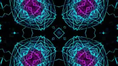 Psikedelik Kaleydoskop Patlaması simetrik kaleydoskop şekilleri patlıyor ve canlı renklerle beatendly döngülerde şekil değiştiriyor