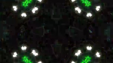 Psikedelik Kaleydoskop Patlaması simetrik kaleydoskop şekilleri patlıyor ve canlı renklerle beatendly döngülerde şekil değiştiriyor