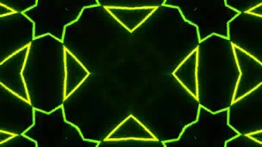 Psikedelik Kaleydoskop Patlaması simetrik kaleydoskop şekilleri patlıyor ve canlı renklerle beatendly döngülerde şekil değiştiriyor