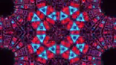 Psikedelik Kaleydoskop Patlaması simetrik kaleydoskop şekilleri patlıyor ve canlı renklerle beatendly döngülerde şekil değiştiriyor