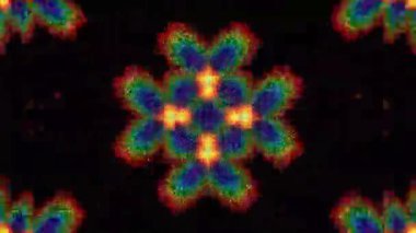 Psikedelik Kaleydoskop Patlaması simetrik kaleydoskop şekilleri patlıyor ve canlı renklerle beatendly döngülerde şekil değiştiriyor