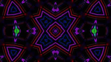 Psikedelik Kaleydoskop Patlaması simetrik kaleydoskop şekilleri patlıyor ve canlı renklerle beatendly döngülerde şekil değiştiriyor