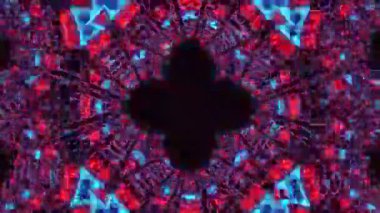 Psikedelik Kaleydoskop Patlaması simetrik kaleydoskop şekilleri patlıyor ve canlı renklerle beatendly döngülerde şekil değiştiriyor