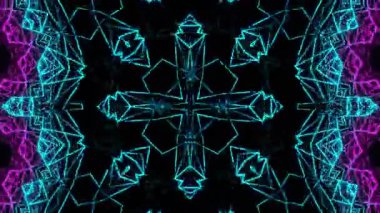 Psikedelik Kaleydoskop Patlaması simetrik kaleydoskop şekilleri patlıyor ve canlı renklerle beatendly döngülerde şekil değiştiriyor