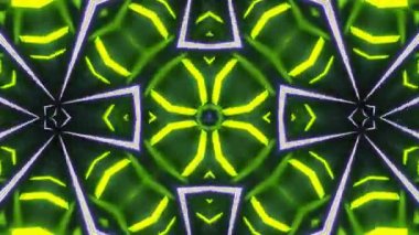 Psikedelik Kaleydoskop Patlaması simetrik kaleydoskop şekilleri patlıyor ve canlı renklerle beatendly döngülerde şekil değiştiriyor