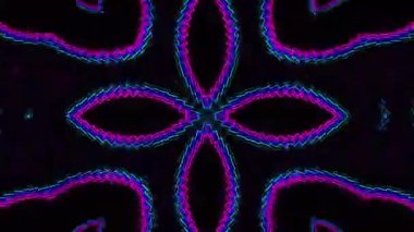 Psikedelik Kaleydoskop Patlaması simetrik kaleydoskop şekilleri patlıyor ve canlı renklerle beatendly döngülerde şekil değiştiriyor