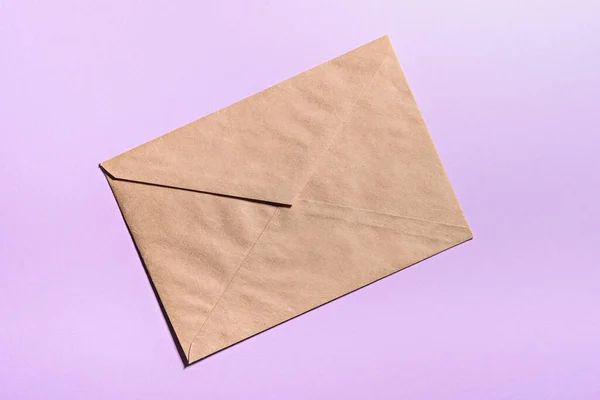 Empty Craft Envelope Pink Background Template Mockup Copy Space —  Fotos de Stock