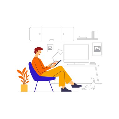 Rahatlamış Titreşimli Modern Çalışma Alanı Evde Yaratıcı Bir An 