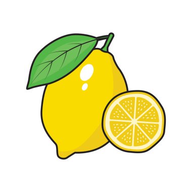 Limon meyvesi ve yaprak çizimi