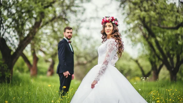 Bröllop promenad på natur — Stockfoto