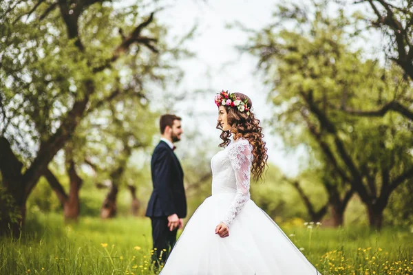 Caminhada de casamento na natureza — Fotografia de Stock