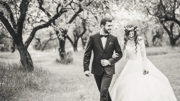 Caminhada de casamento na natureza — Fotografia de Stock