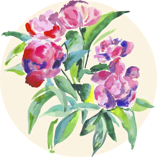 Peônia rosa aquarela — Vetor de Stock