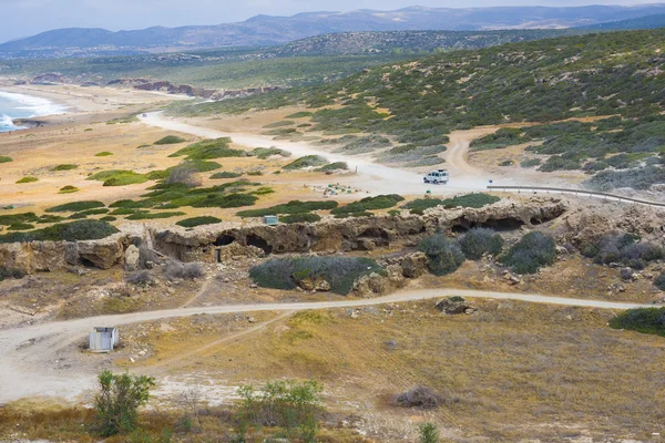 Kıbrıs güzel peyzaj alanları ve dağlar. Araba ile seyahat Yunanistan. — Stok fotoğraf