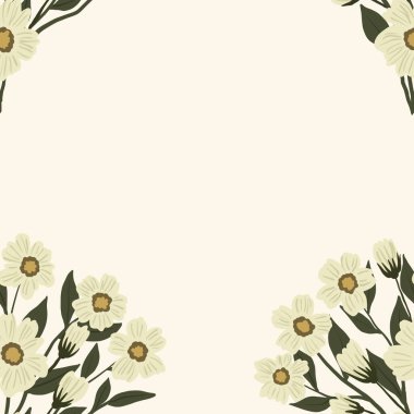 Kapak, Bayrak ve Notlar için Doğa Örnekleri Arka plan İllüstrasyonu. Sonbahar Estetik Arkaplanı. Bitki ve Çiçek Desenli Arkaplan.