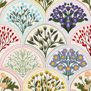 Kapak, Bayrak ve Notlar için Doğa Örnekleri Arka plan İllüstrasyonu. Sonbahar Estetik Arkaplanı. Bitki ve Çiçek Desenli Arkaplan.