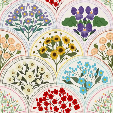 Kapak, Bayrak ve Notlar için Doğa Örnekleri Arka plan İllüstrasyonu. Sonbahar Estetik Arkaplanı. Bitki ve Çiçek Desenli Arkaplan.