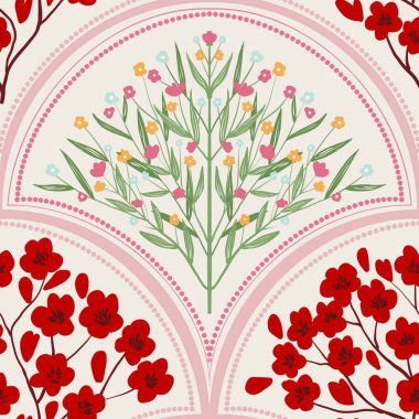 Kapak, Bayrak ve Notlar için Doğa Örnekleri Arka plan İllüstrasyonu. Sonbahar Estetik Arkaplanı. Bitki ve Çiçek Desenli Arkaplan.