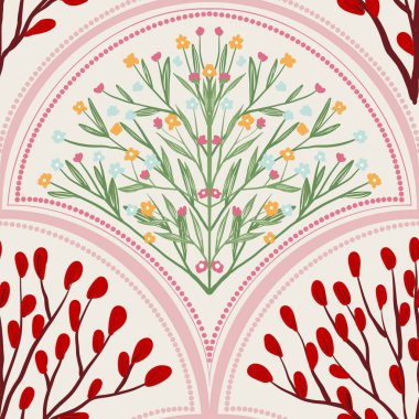 Kapak, Bayrak ve Notlar için Doğa Örnekleri Arka plan İllüstrasyonu. Sonbahar Estetik Arkaplanı. Bitki ve Çiçek Desenli Arkaplan.