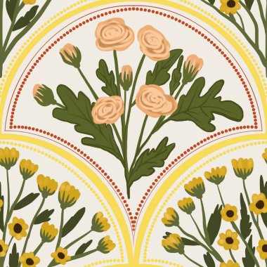 Kapak, Bayrak ve Notlar için Doğa Örnekleri Arka plan İllüstrasyonu. Sonbahar Estetik Arkaplanı. Bitki ve Çiçek Desenli Arkaplan.