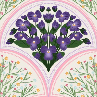 Kapak, Bayrak ve Notlar için Doğa Örnekleri Arka plan İllüstrasyonu. Sonbahar Estetik Arkaplanı. Bitki ve Çiçek Desenli Arkaplan.