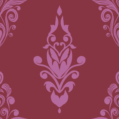 Damask Nature Pattern Background Illustration For Cover, Banner, Notes. Fall Winter Aesthetic Background. Plant And Flower Pattern Background.