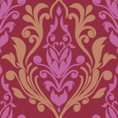 Damask Nature Pattern Background Illustration For Cover, Banner, Notes. Fall Winter Aesthetic Background. Plant And Flower Pattern Background.