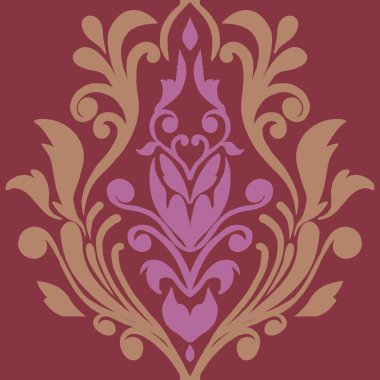 Damask Nature Pattern Background Illustration For Cover, Banner, Notes. Fall Winter Aesthetic Background. Plant And Flower Pattern Background.